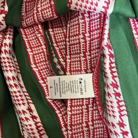 Women's Pleated Midi Skirt Size Large, Green, Red - Picture 4 of 7